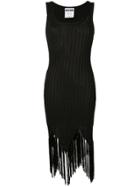 Moschino Fringed Rib Knit Tank Dress - Black