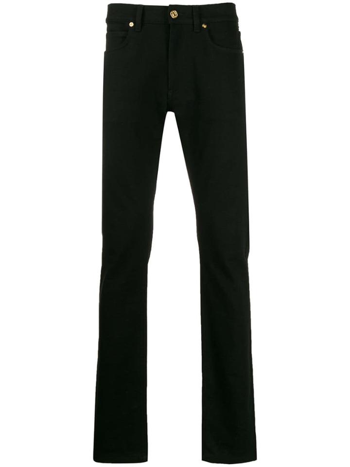 Versace Bandana Print Slim Fit Jeans - Black
