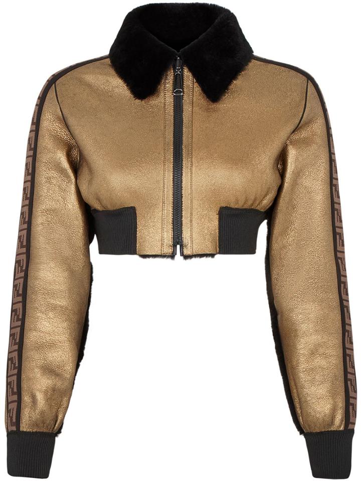 Fendi Reversible Shearling Bomber Jacket - Gold