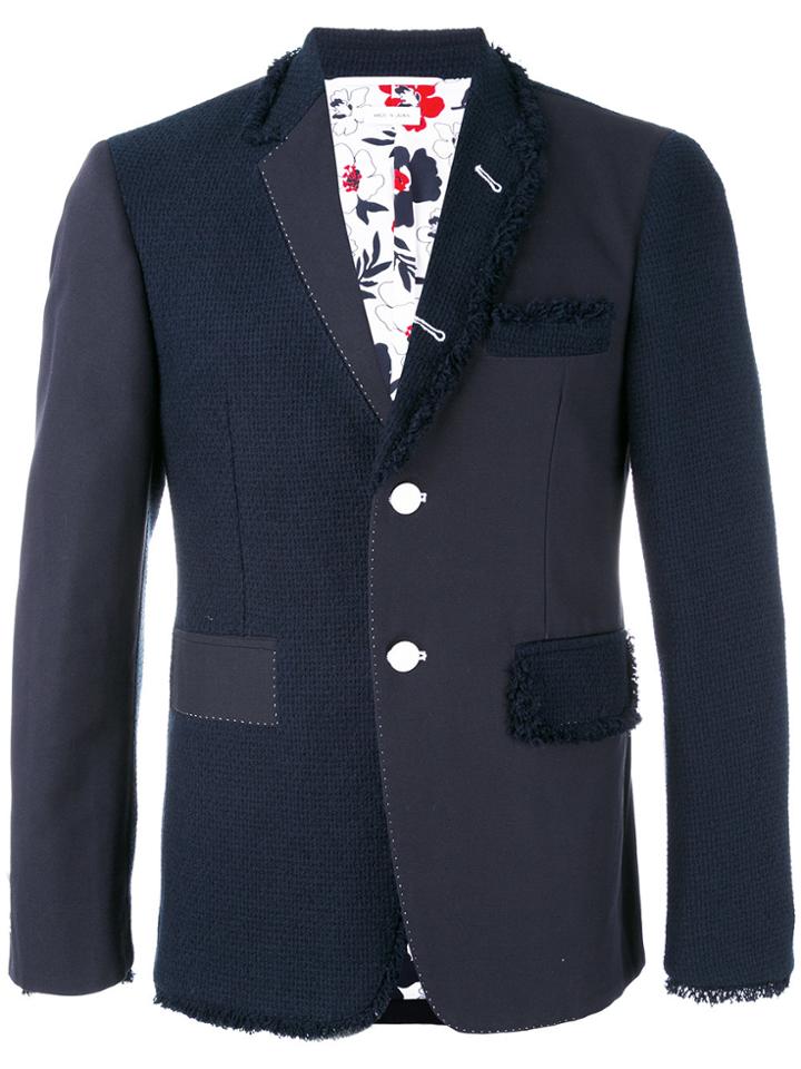 Thom Browne Textured Shrunken Fit Blazer - Blue