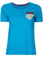 Loveless - Printed Patch Pocket T-shirt - Women - Cotton - 34, Blue, Cotton