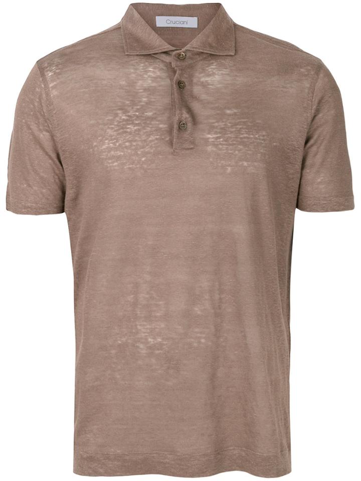 Cruciani Button Polo Shirt - Brown