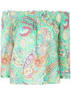 Etro Paisley Print Off Shoulder Blouse - Green