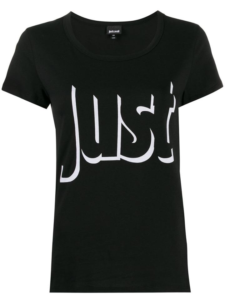 Just Cavalli Logo Print Slim-fit T-shirt - Black