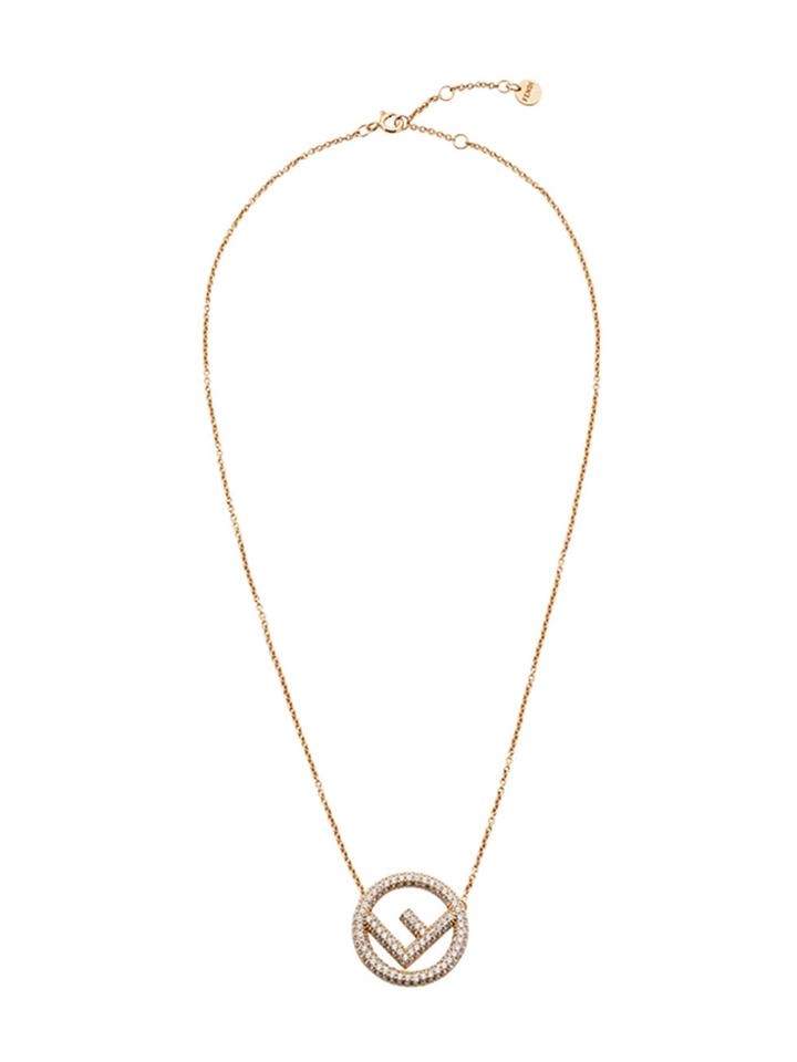 Fendi Logo Pendant Necklace - Metallic