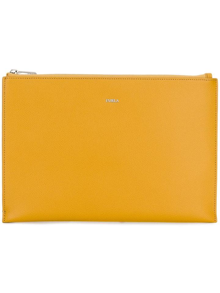 Furla Printed Clutch - Yellow & Orange