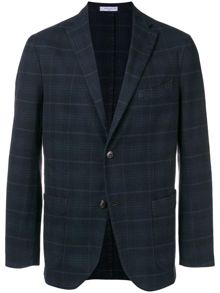 Boglioli Check Pattern Blazer - Blue