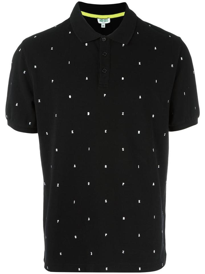Kenzo Embroidered Letters Polo Shirt, Men's, Size: Xxl, Black, Cotton