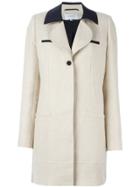 Carven Contrast Collar Coat - Nude & Neutrals