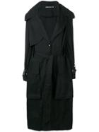 House Of Holland Oversized Ripstop Trench Coat - Black