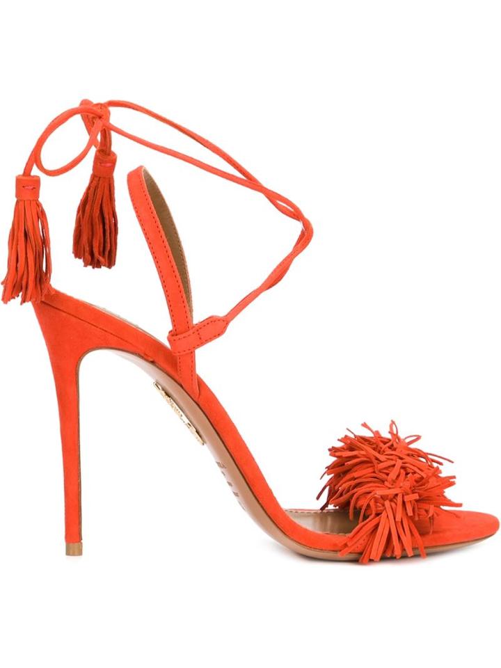 Aquazzura Wild Thing Sandals, Women's, Size: 39, Red, Suede