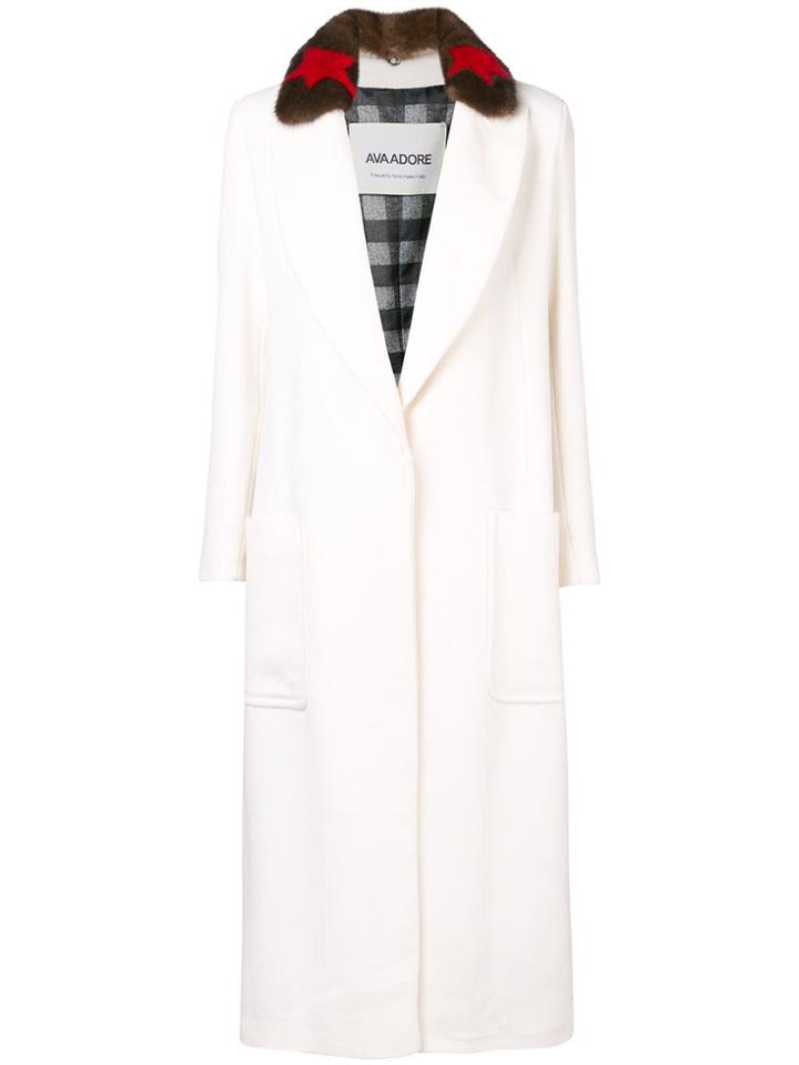 Ava Adore Fur Collar Coat - White