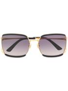 Gucci Eyewear Stripe Detail Sunglasses - Black