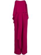 Halston Heritage Sleeveless Frill-trim Jumpsuit - Pink & Purple