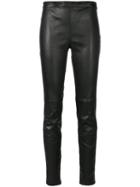 Saint Laurent - Mid Waist Leather Leggings - Women - Lamb Skin - 44, Black, Lamb Skin