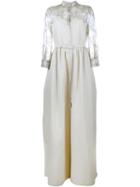 Alessandra Rich Shantung Lace A-line Dress