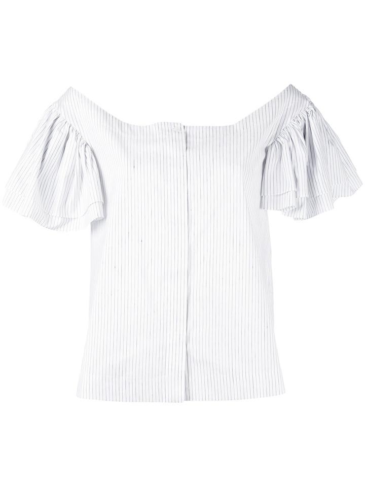 Gathered Short Sleeve Shirt - Women - Silk/cotton/linen/flax - 12, White, Silk/cotton/linen/flax, Isa Arfen
