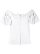Gathered Short Sleeve Shirt - Women - Silk/cotton/linen/flax - 12, White, Silk/cotton/linen/flax, Isa Arfen
