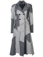 Proenza Schouler Double Breasted Patchwork Coat, Women's, Size: 4, Black, Cotton/acrylic/polyamide/metallic Fibre