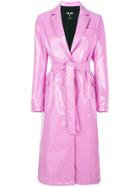 Msgm Belted Trench Coat - Pink & Purple