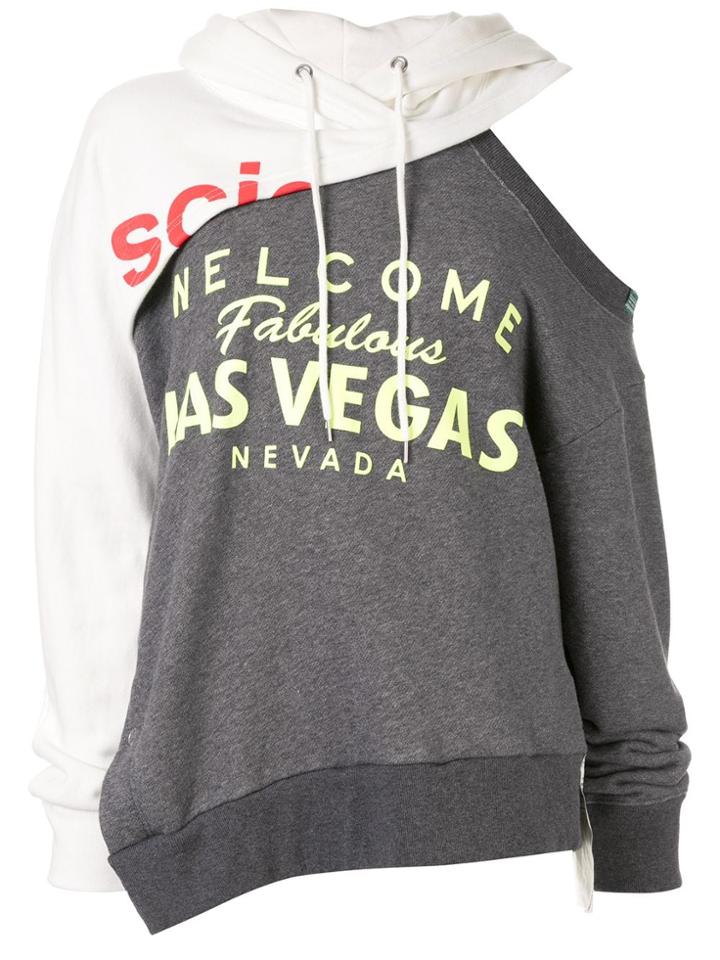 Maison Mihara Yasuhiro Cutout Printed Hoodie - Grey