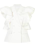 Co Ruffle Sleeve Blouse, Women's, Size: Medium, White, Cotton/silk/linen/flax
