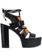 Vic Matie Open Toe Platform Sandals - Black