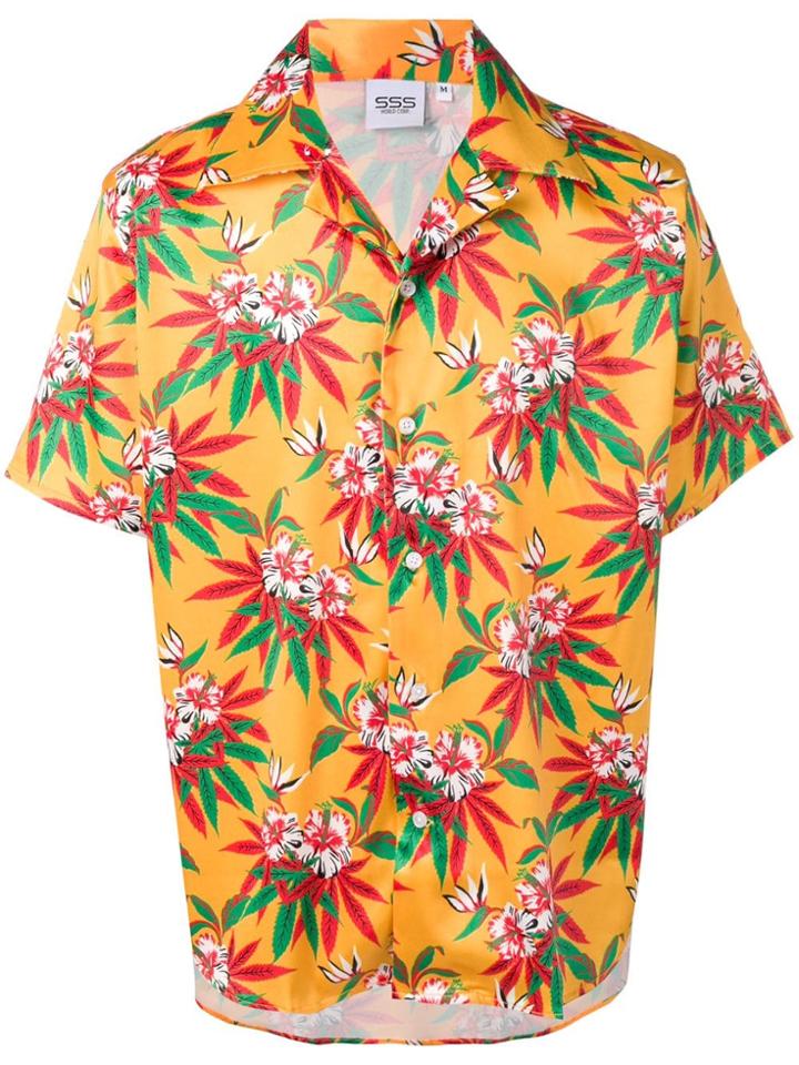 Sss World Corp Hawaiian Floral Print Shirt - Yellow