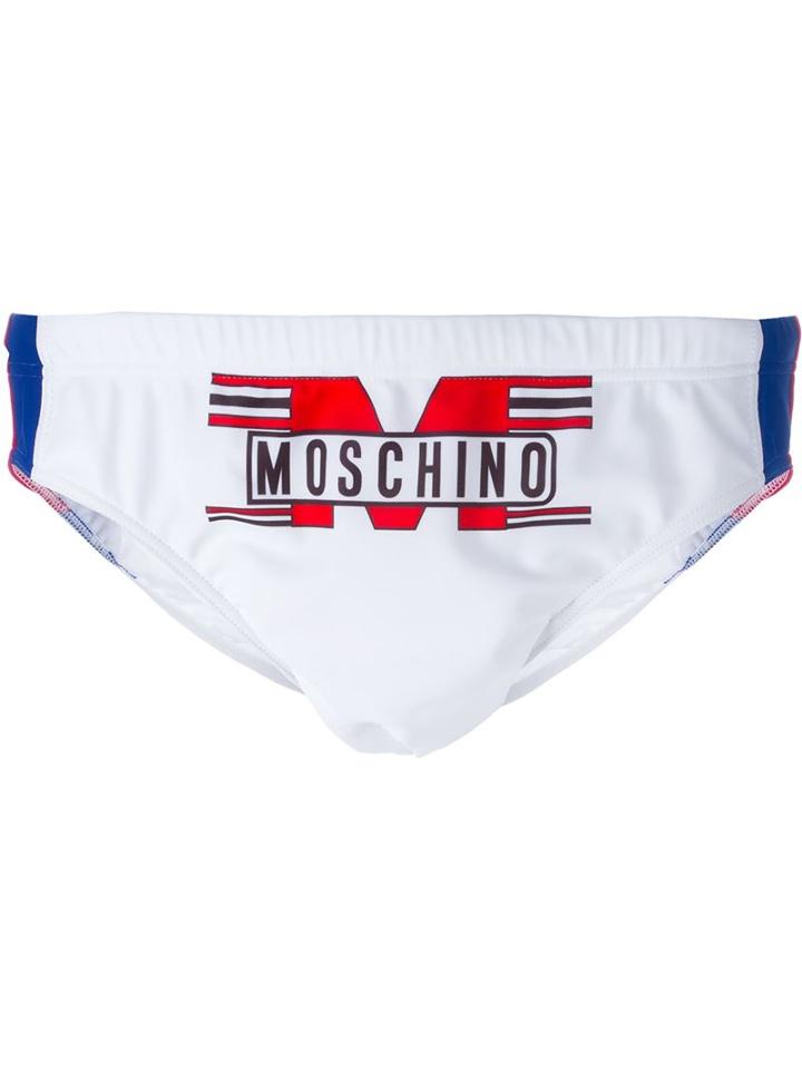 Moschino Swim Racing Print Swim Trunks