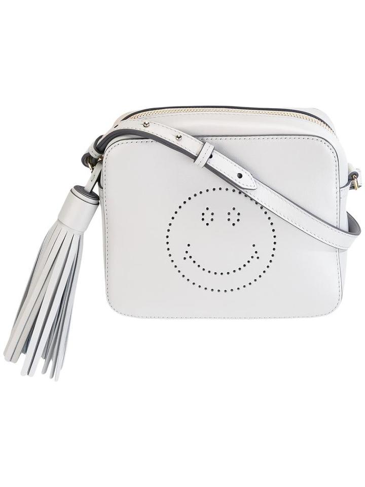 Anya Hindmarch 'smiley' Crossbody Bag, Women's, Grey, Calf Leather