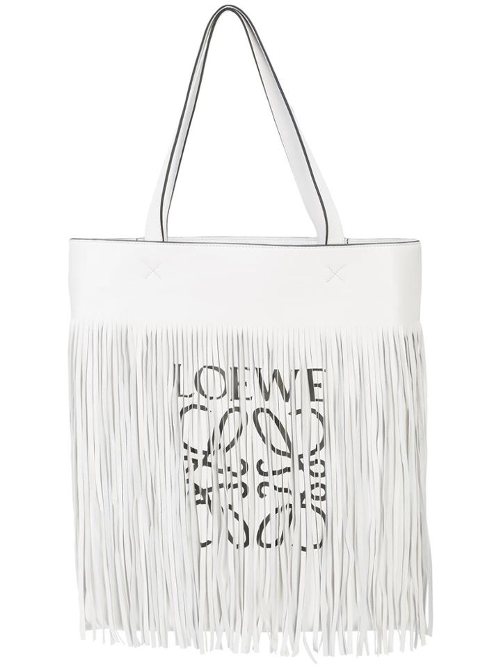 Loewe Paula Fringed Tote - White