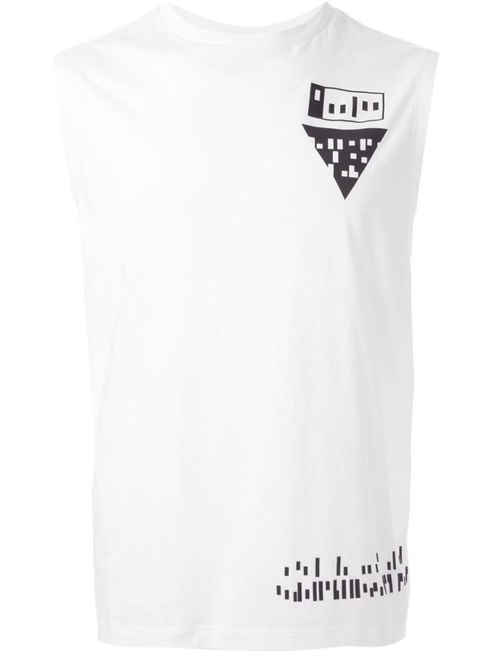 Alexander Wang Qr Code Sleeveless T-shirt, Men's, Size: 46, White, Cotton