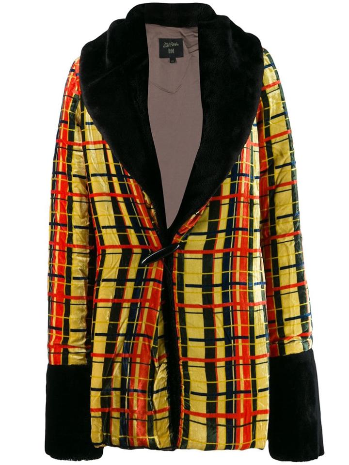 Jean Paul Gaultier Pre-owned 1997 Check Faux Fur Jacket - Yellow