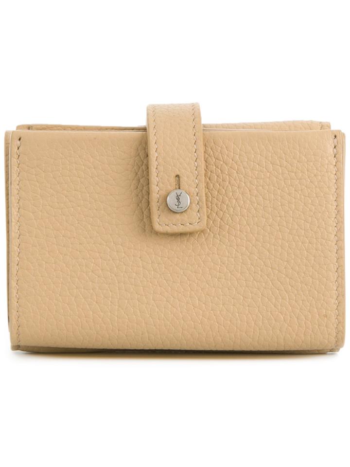 Saint Laurent Foldover Logo Wallet - Nude & Neutrals