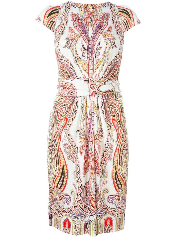Etro Paisley Print Cap Sleeve Dress, Women's, Size: 40, Polyester/polyamide/acetate