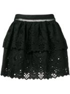Alberta Ferretti Lace Embroidered Mini Skirt - Black