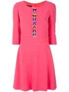 Boutique Moschino Bow Embroidered Flared Dress - Pink & Purple