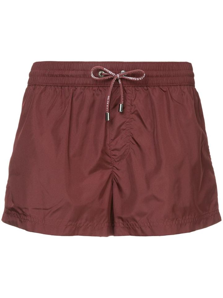 Dolce & Gabbana Drawstring Fitted Swim-shorts - Red