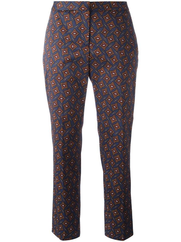 Burberry Runway Tile Print Trousers, Women's, Size: 12, Blue, Cotton