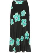 Rixo Kelly Floral Midi Slip Skirt - Black