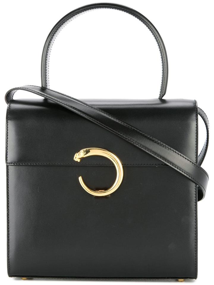 Cartier Vintage Panther 2way Hand Bag - Black