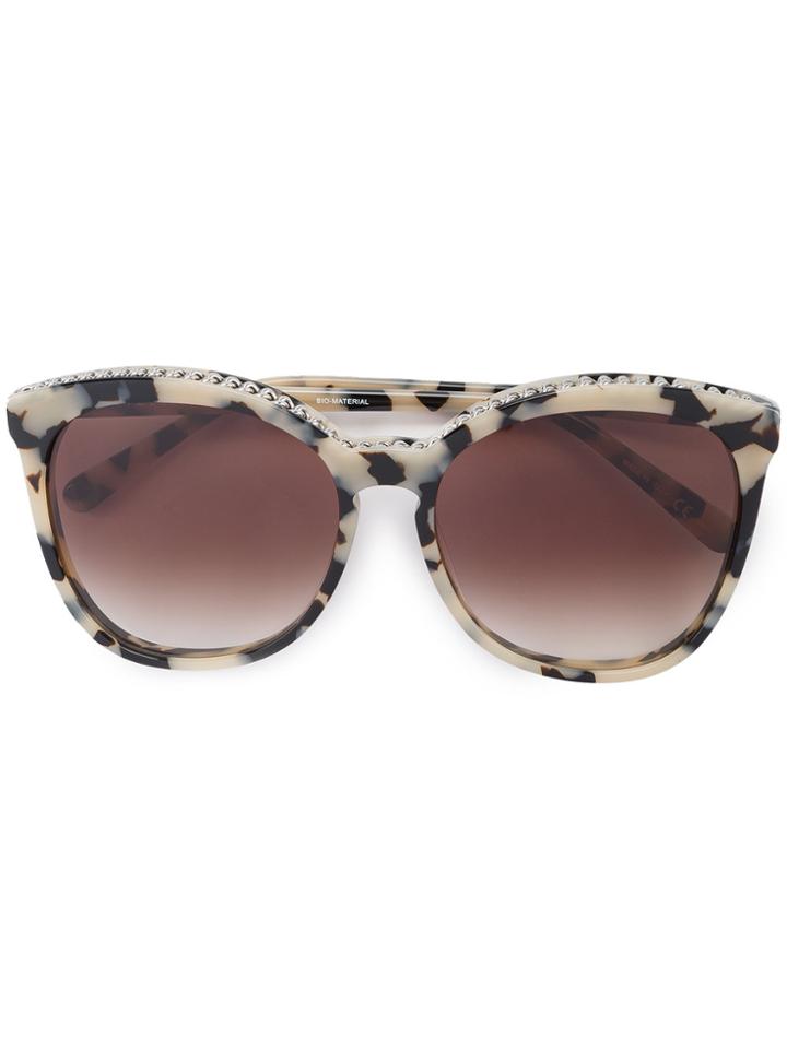 Stella Mccartney Eyewear Tortoiseshell Chain Trimmed Sunglasses -