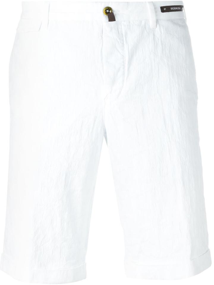 Pt01 Floral Jacquard Chino Shorts, Men's, Size: 50, White, Cotton/spandex/elastane
