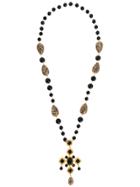 Dolce & Gabbana Long Beaded Cross Necklace - Black