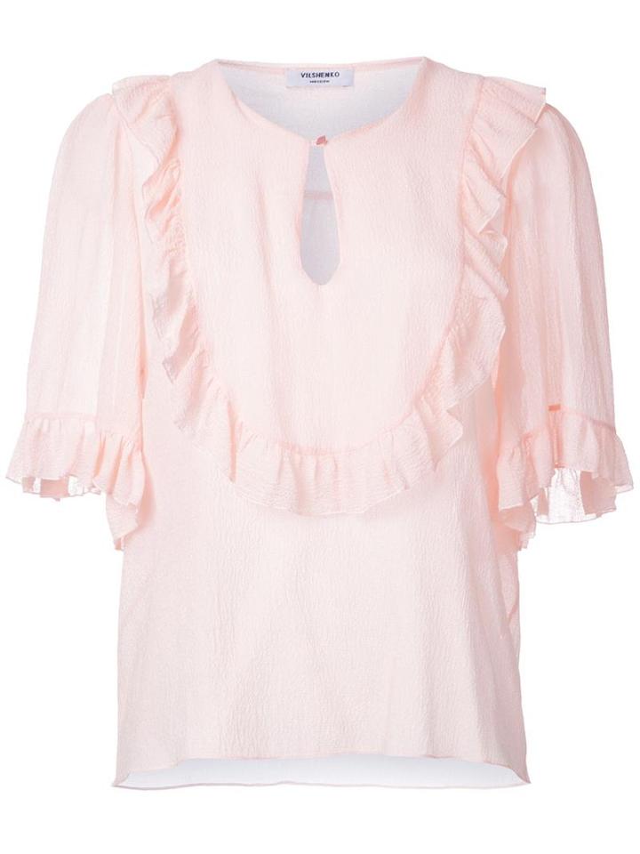 Vilshenko Ruffle Trim Blouse, Women's, Size: 8, Pink/purple, Silk
