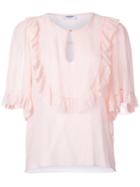 Vilshenko Ruffle Trim Blouse, Women's, Size: 8, Pink/purple, Silk
