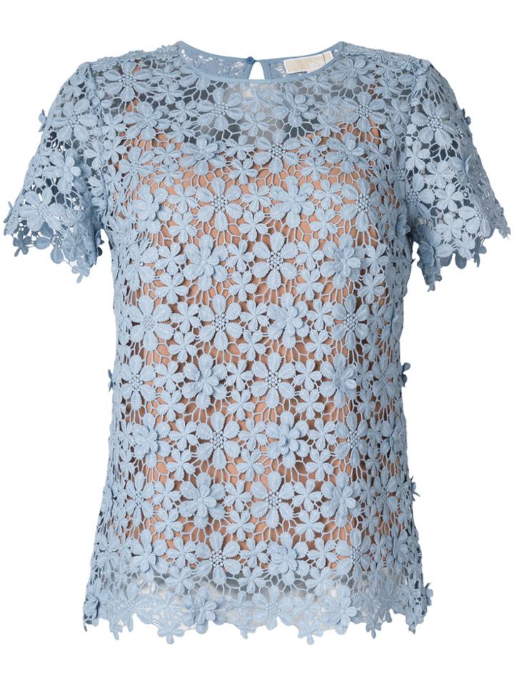 Michael Kors Collection Floral Lace T-shirt - Blue