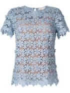 Michael Kors Collection Floral Lace T-shirt - Blue