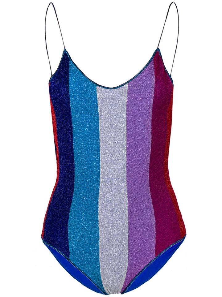 Oseree Striped Swimsuit - Blue
