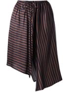 Christian Wijnants 'sira' Striped Asymmetric Hem Skirt, Women's, Size: 38, Brown, Silk/spandex/elastane